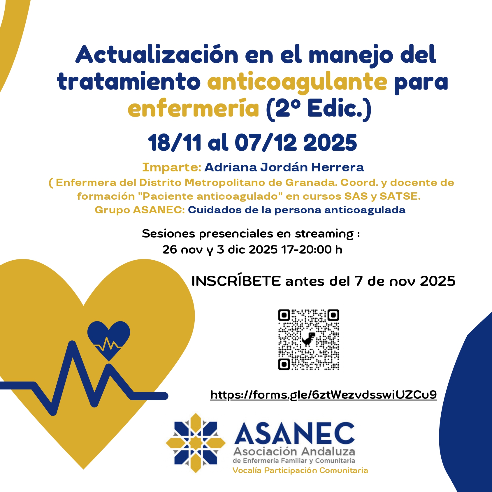 Curso  Actualización en el manejo del tratamiento anticoagulante para enfermería (2.ª Ed.)
