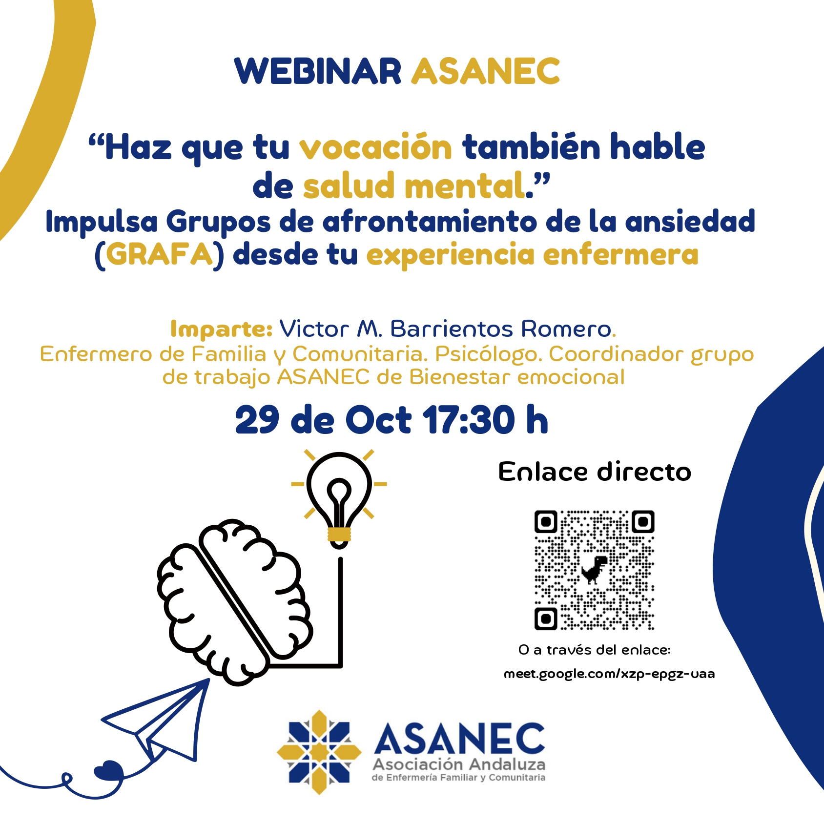 Webinar - Bienestar emocional - “Haz que tu vocación también hable de salud mental.”